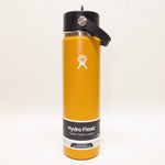 Yellow Hydro Flask water bottle on a white background