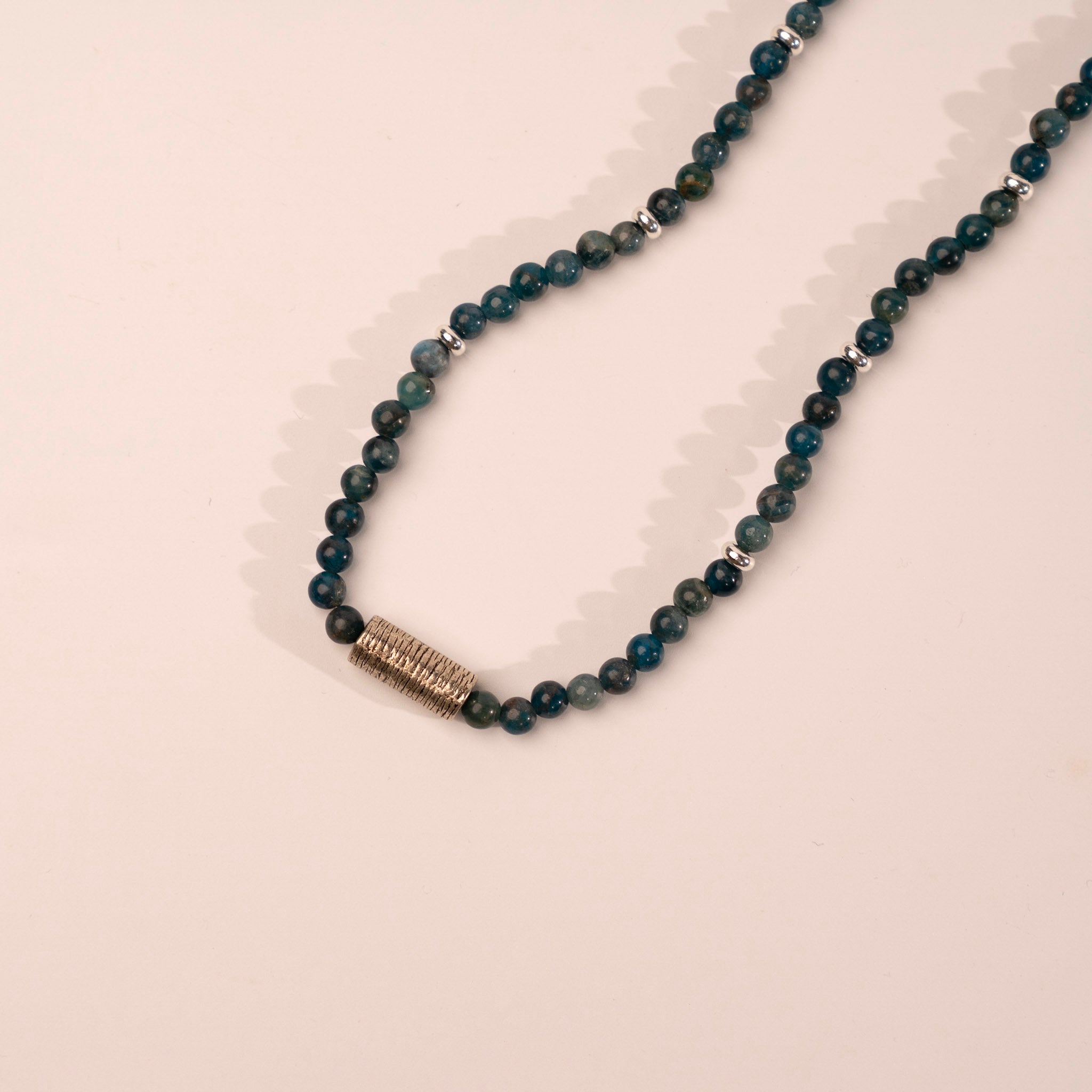 Apatite and Silver Pendant Gemstone Necklace - close up