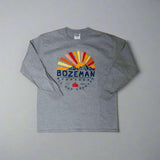 Youth Athletic Grey Circling Mountain Tree Montana Long Sleeve Shirt by Prairie Mountain (2 sizes)