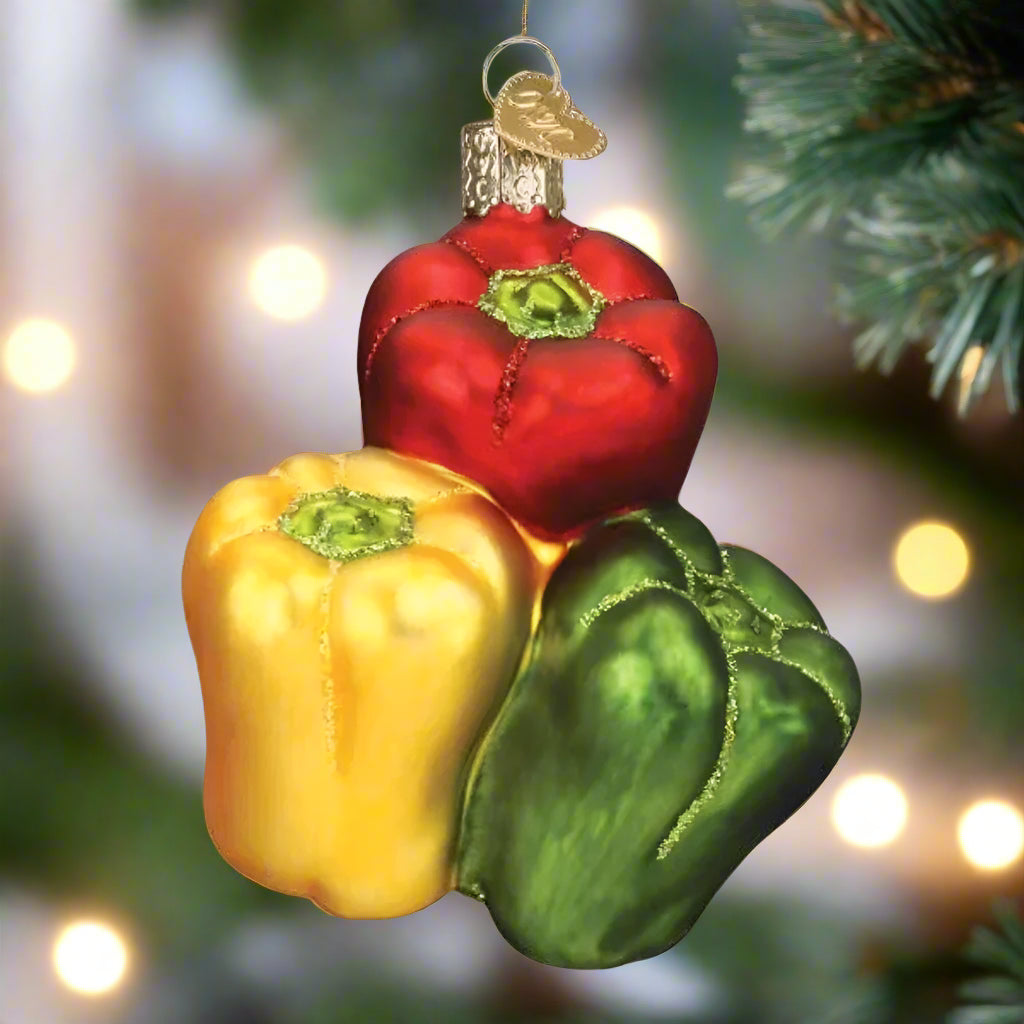Bell Peppers Glass Ornament