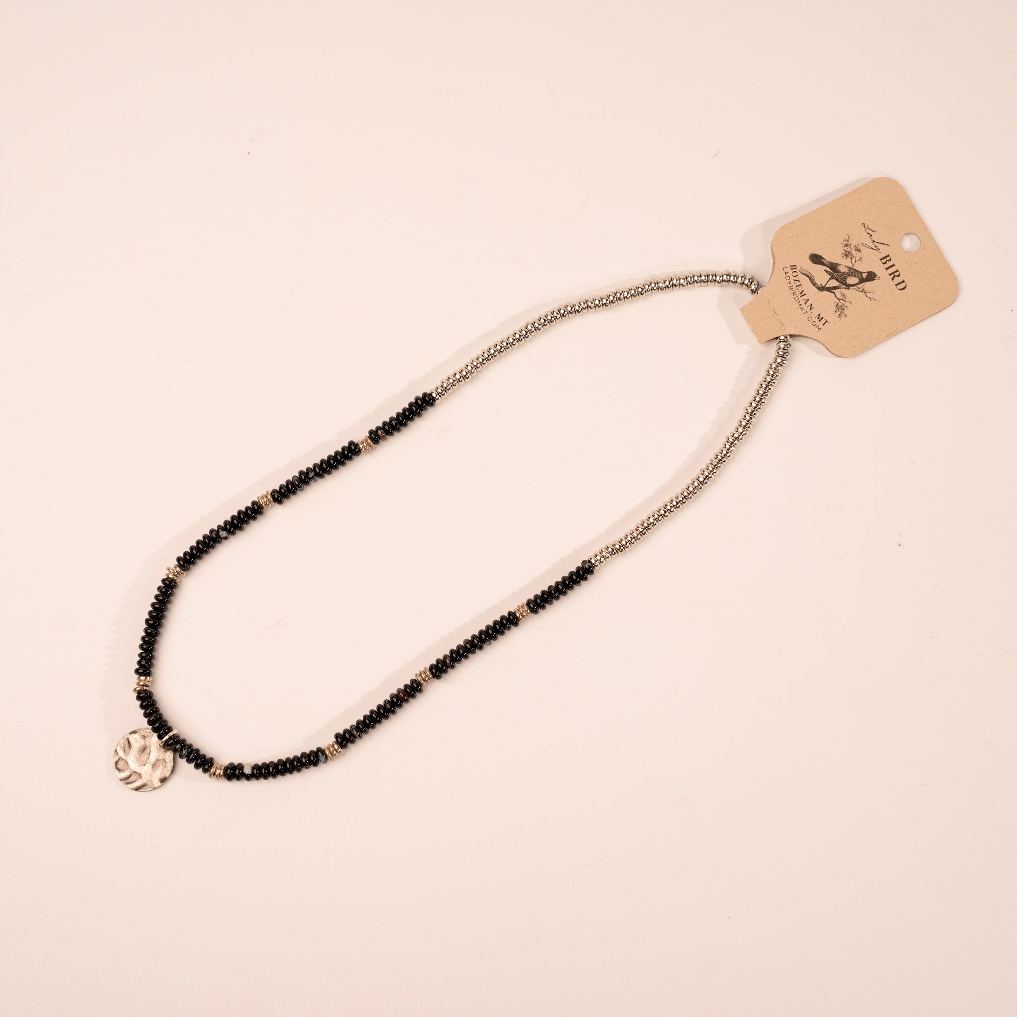 Black Sardonyx and Silver Pendant Gemstone Necklace