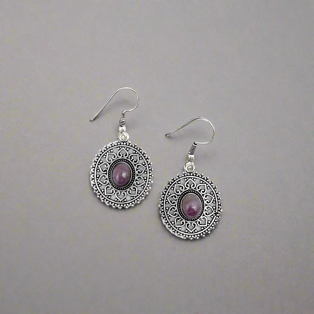 CharoiteSilverPlatedTanviEarringsbyAnjuArtJewelry