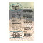 Chocolate chip cookies mix label with ingredients and instructions.