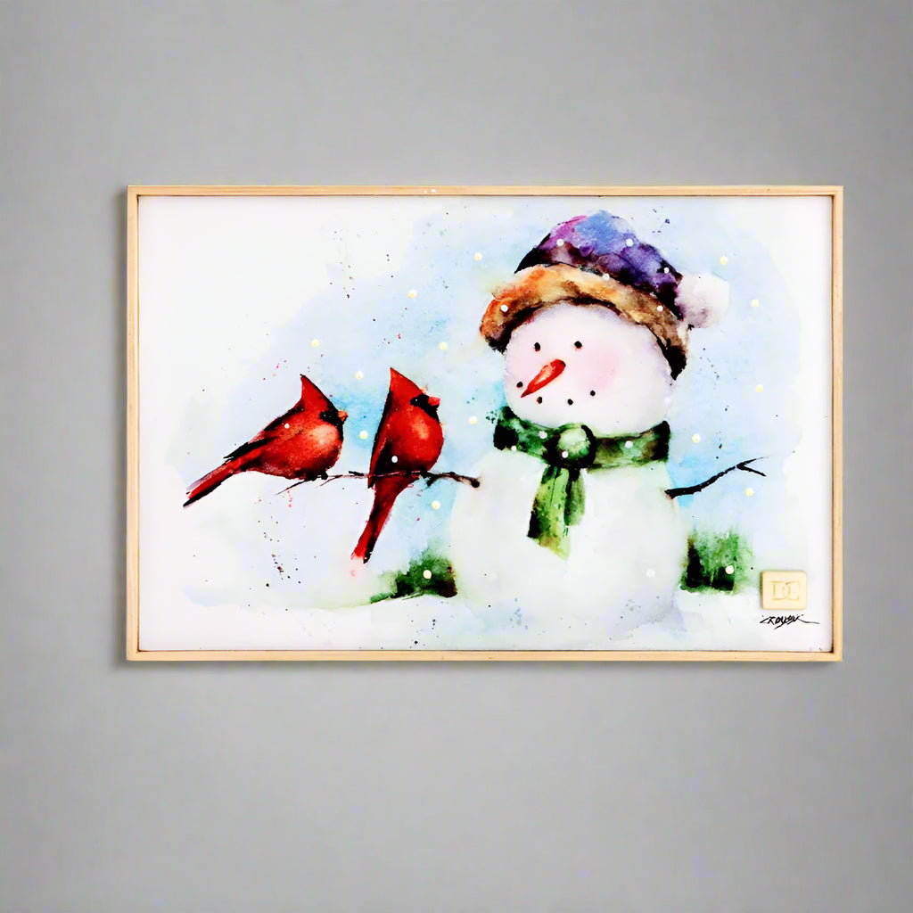 Dean Crouser Lit Snowman Cardinals Wall Art by Demdaco