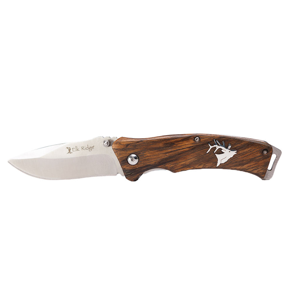 Zebra Wood Liner Lock Pocket Clip Knife by Buffalo Knives (4 Styles)