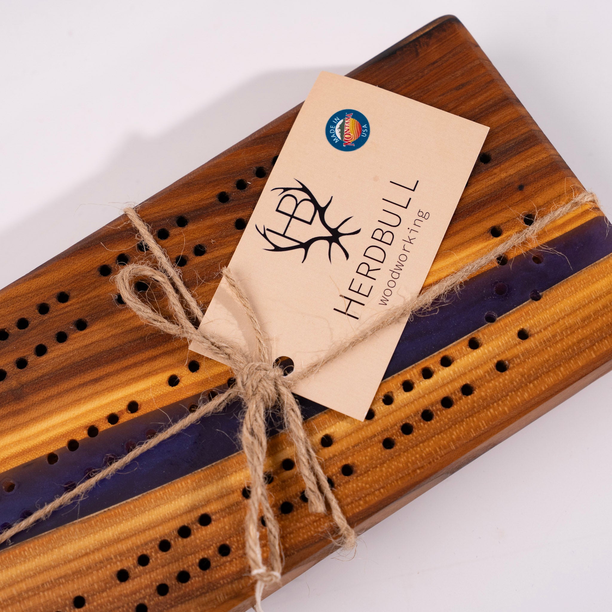 Epoxy and Hardwood Cribbage Board by Herdbull Woodworking