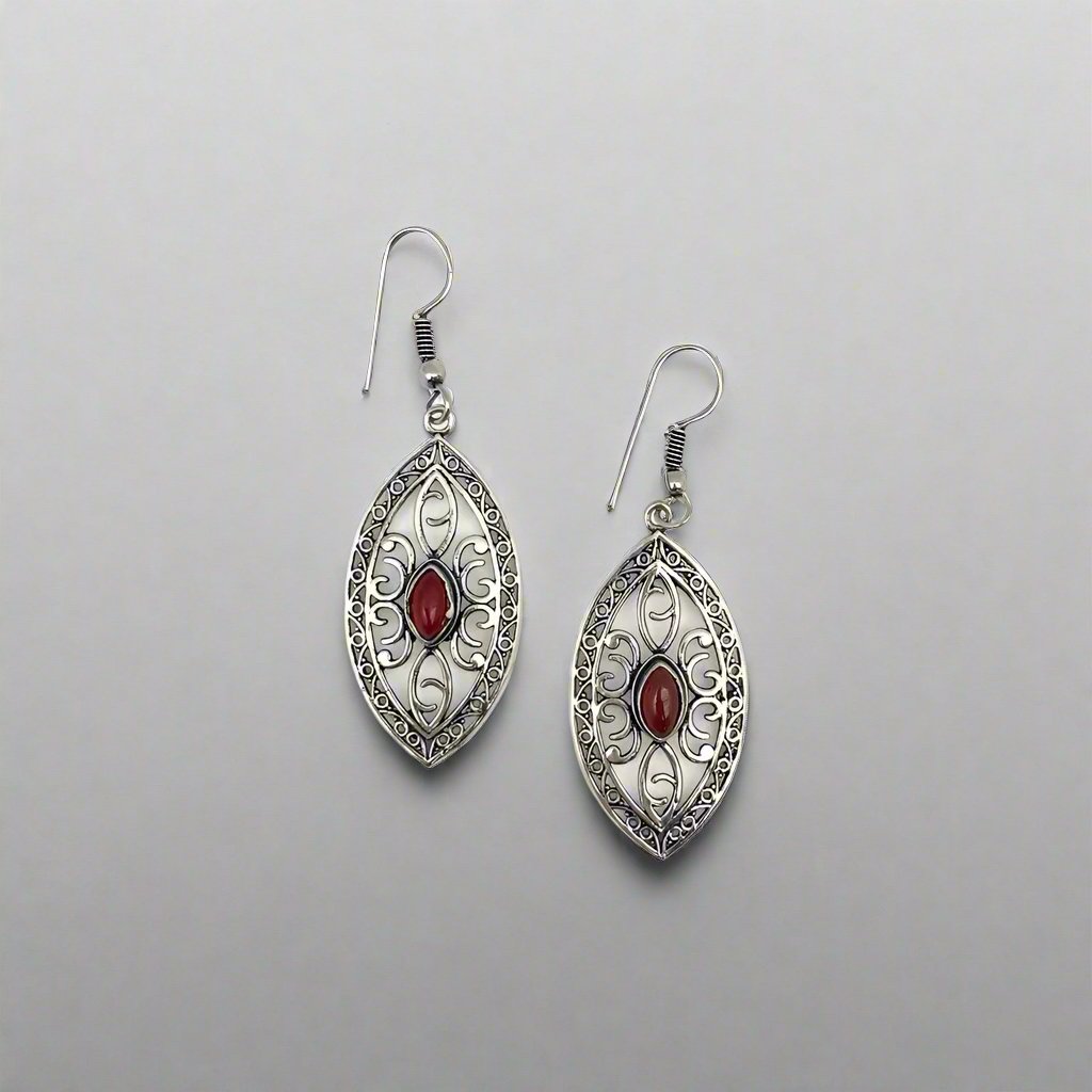 GarnetSilverPlatedTanviEarringsbyAnjuArtJewelry