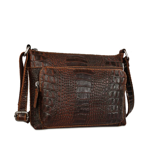 Hornback Croco Mini City Crossbody Bag by Jack Georges features an embossed crocodile skin texture