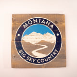 Montana Big Sky Country with Mountains and River Sign by Salvage Signs