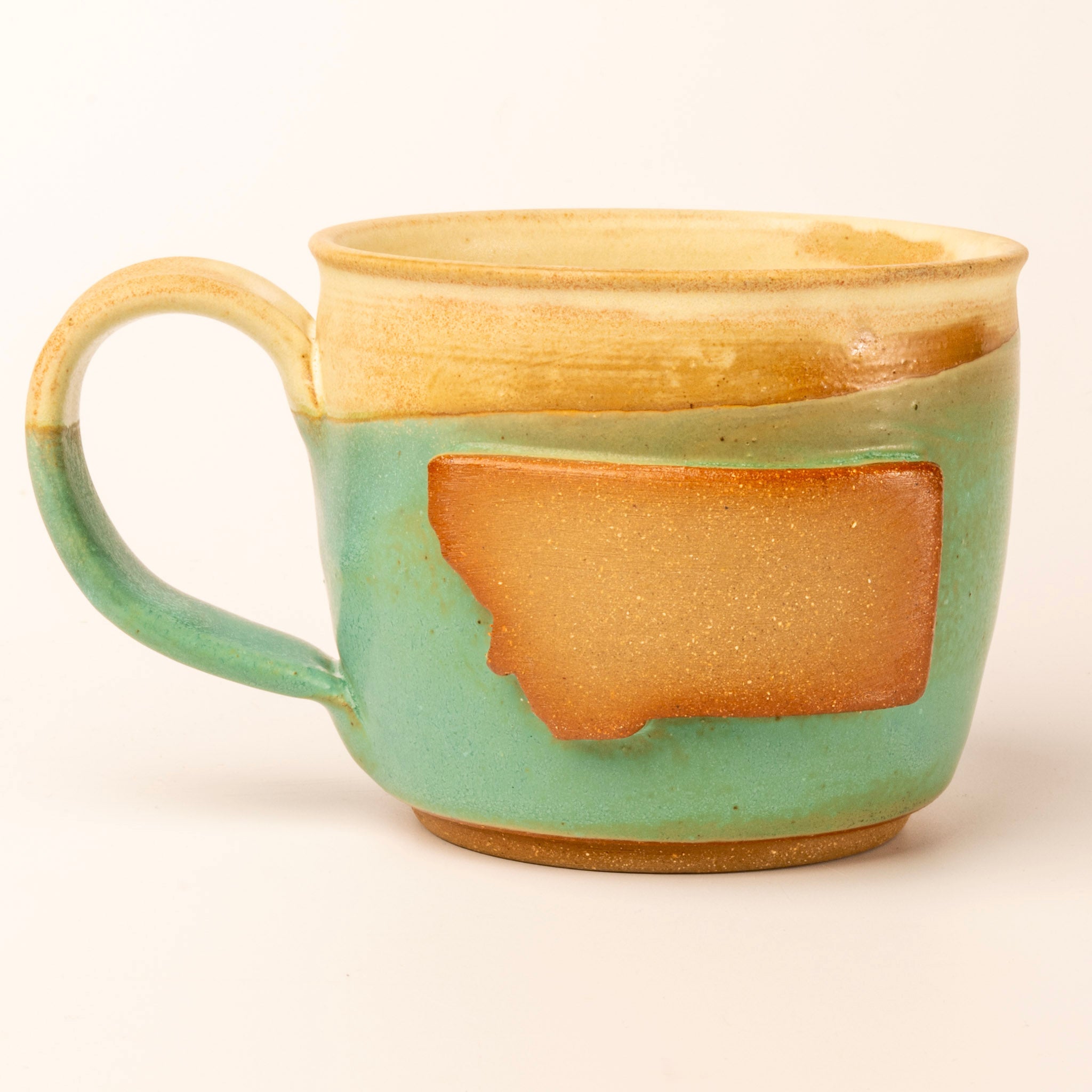 Montana Emblem Mug - teal and white front 3