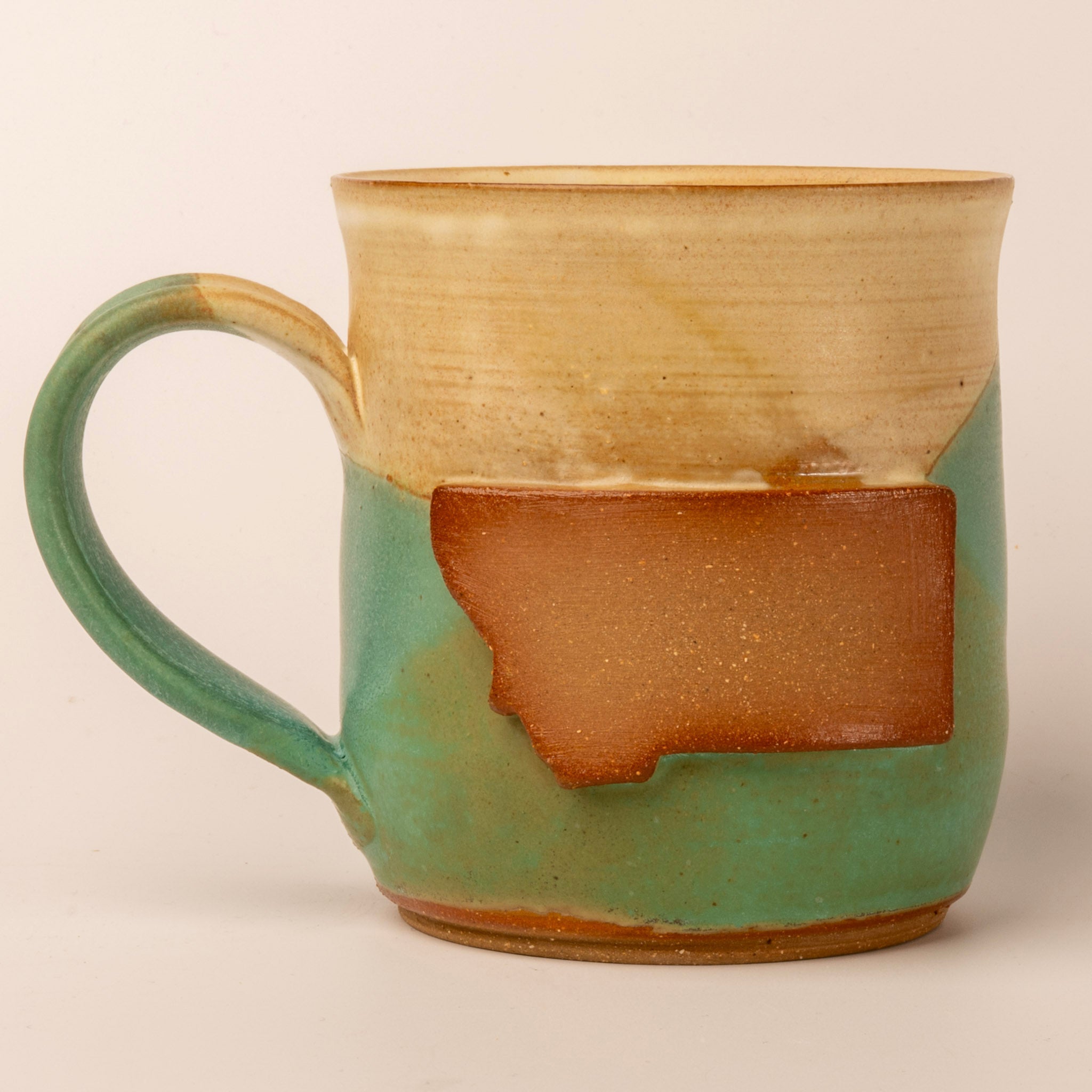 Montana Emblem Mug - teal and white front 2