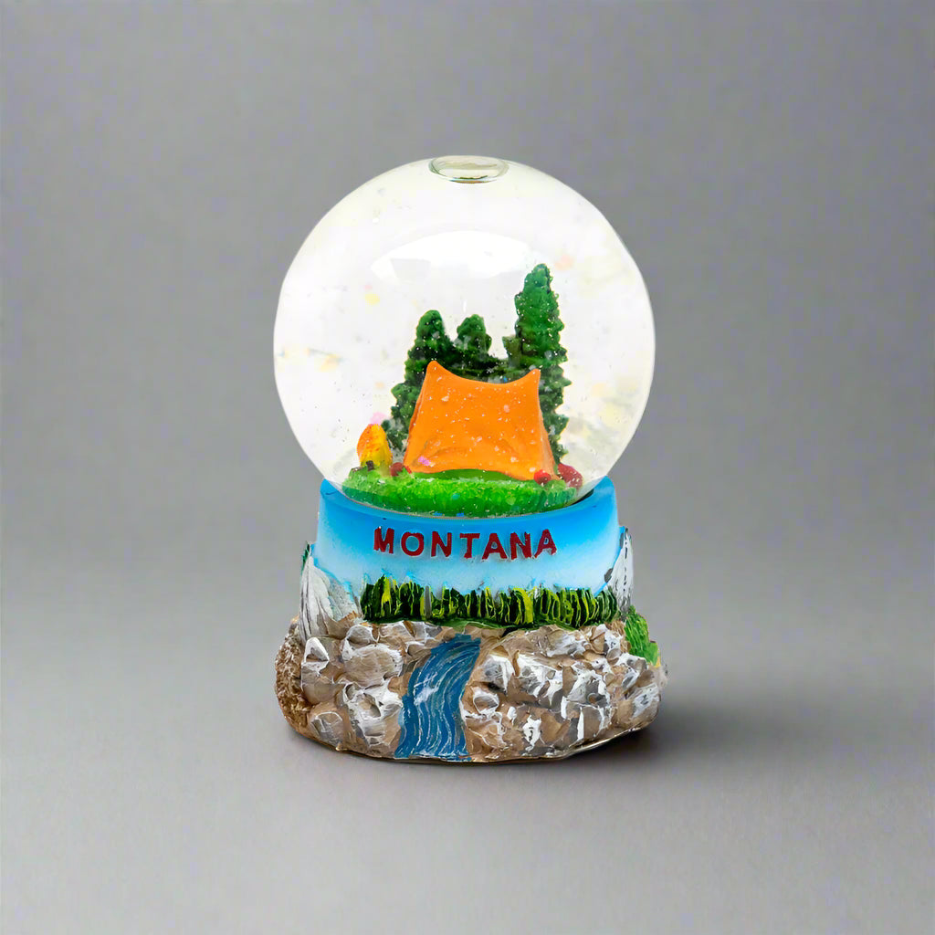 Tent Camping Montana Snow Globe