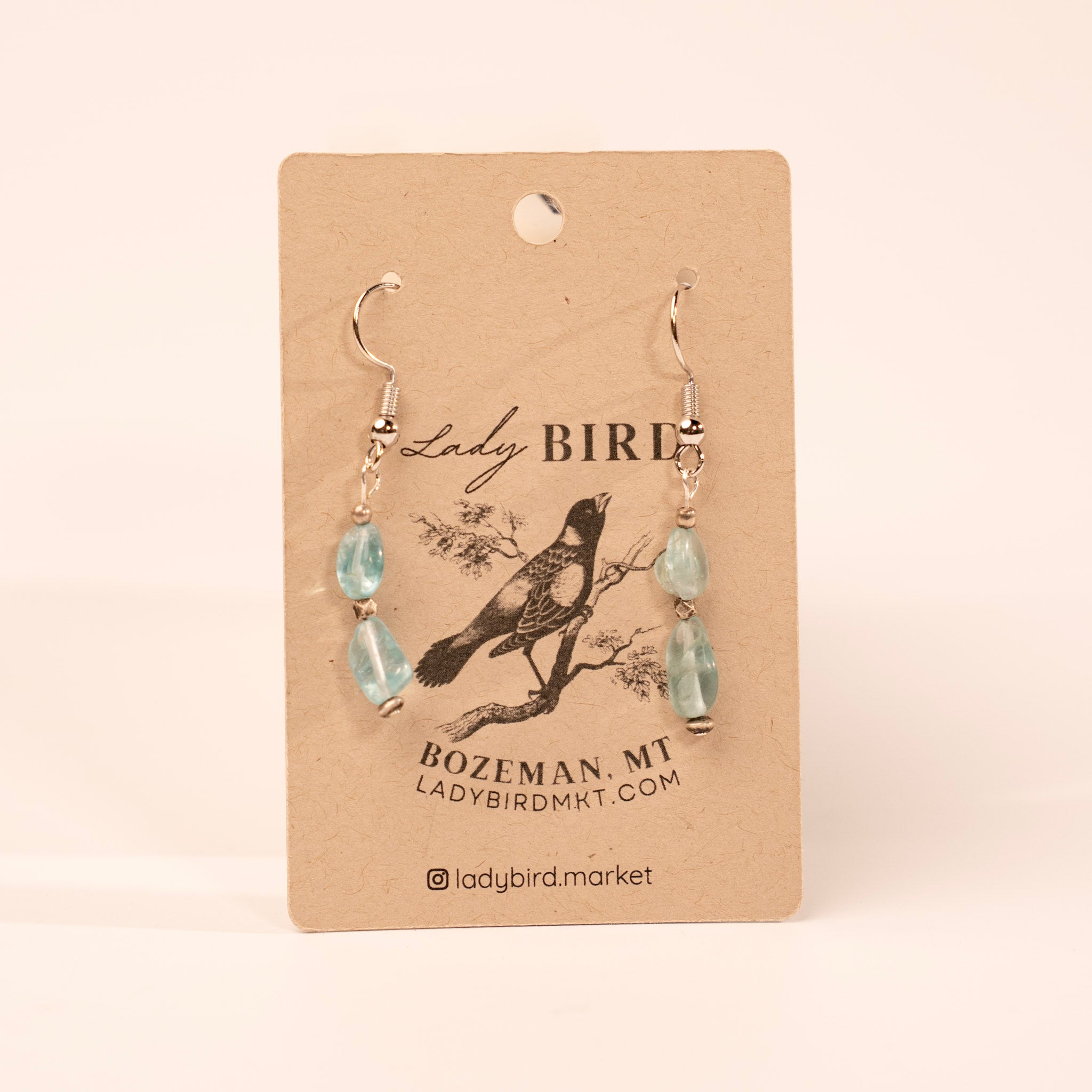 Silver Aquamarine Dangle Gemstone Earrings