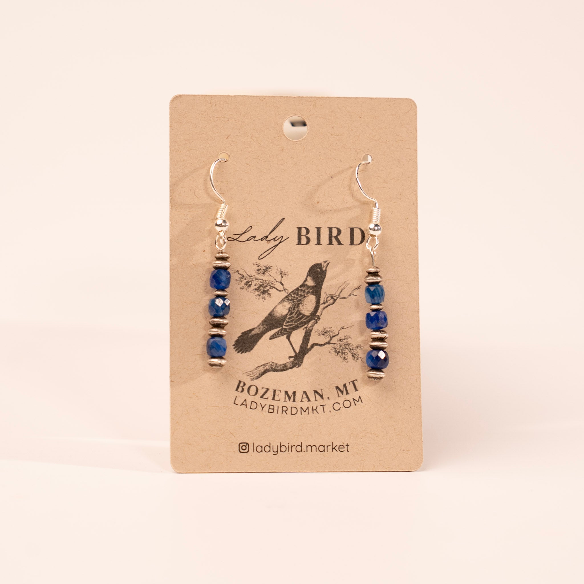 Silver Lapis Dangle Gemstone Earrings