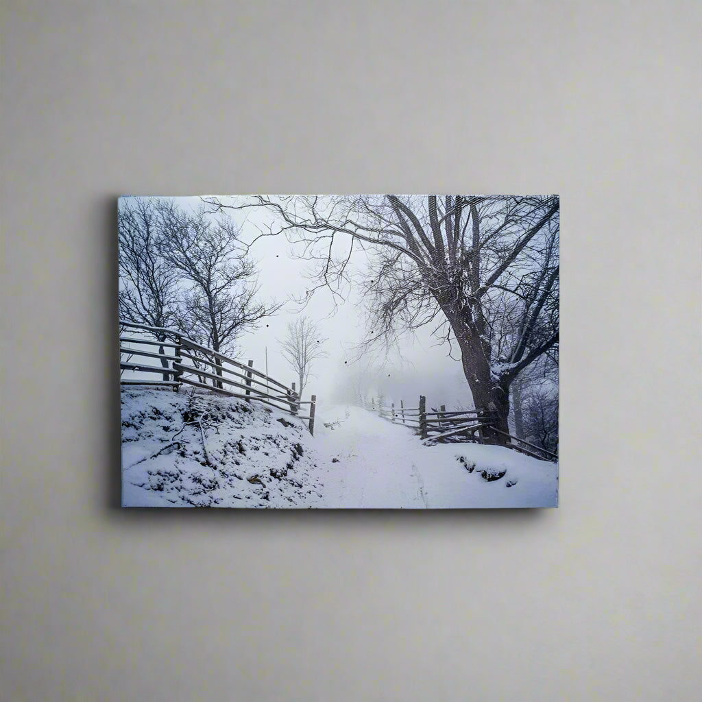 Snowy Forest Table Top Lit Art