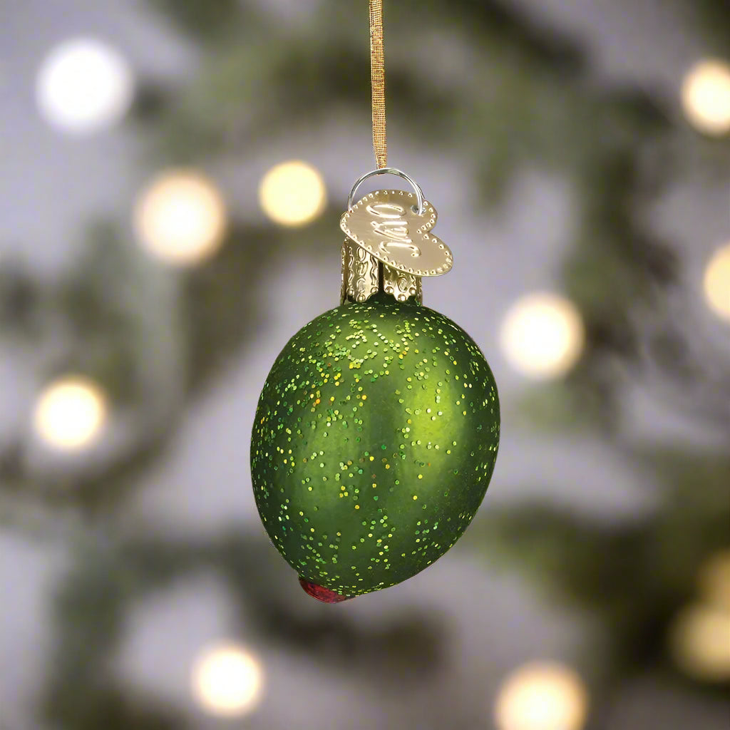 Stuffed Green Olive Glass Ornament