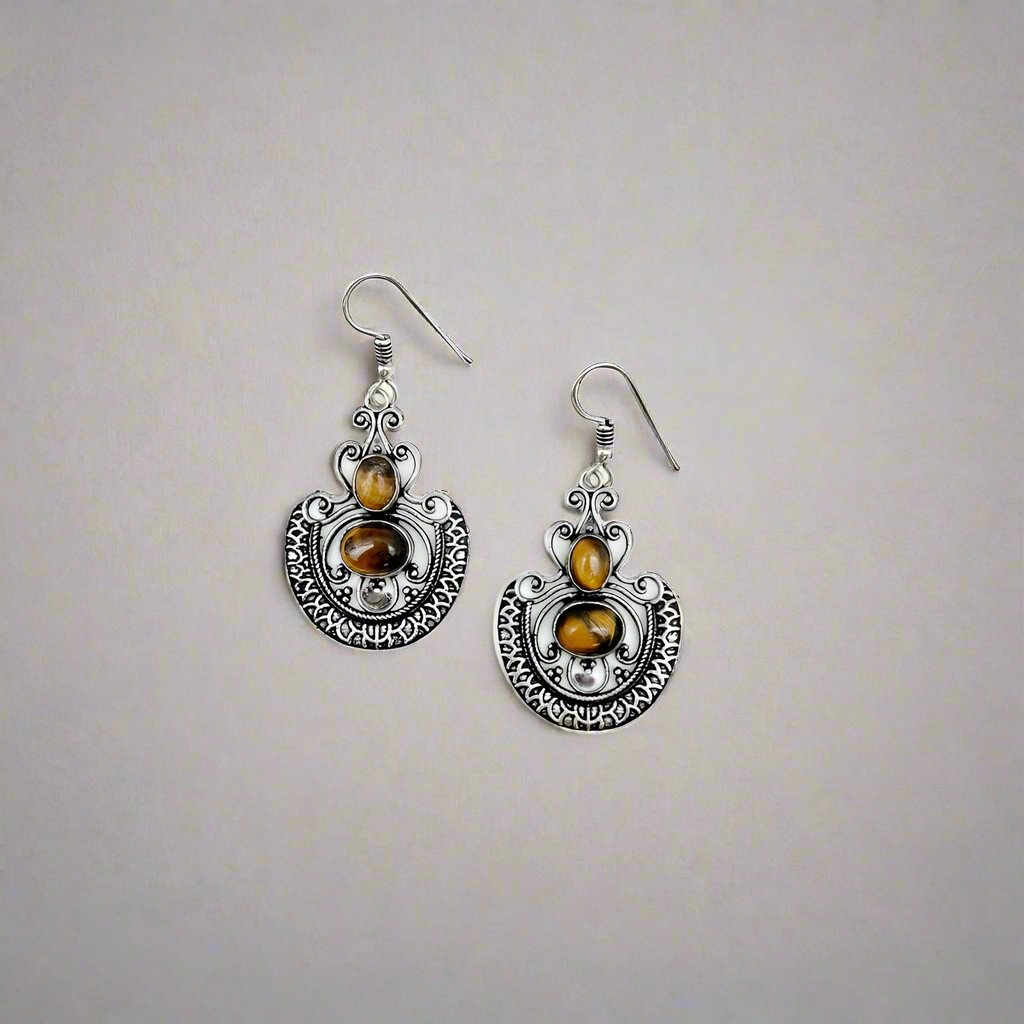 Tiger-EyeSilverPlatedTanviEarringsbyAnjuArtJewelry