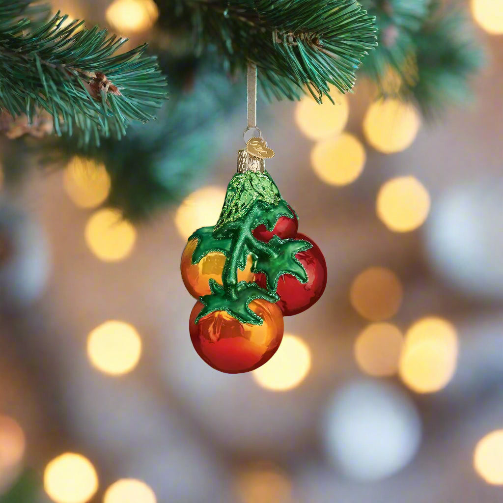 Tomatoes on the Vine Glass Ornament