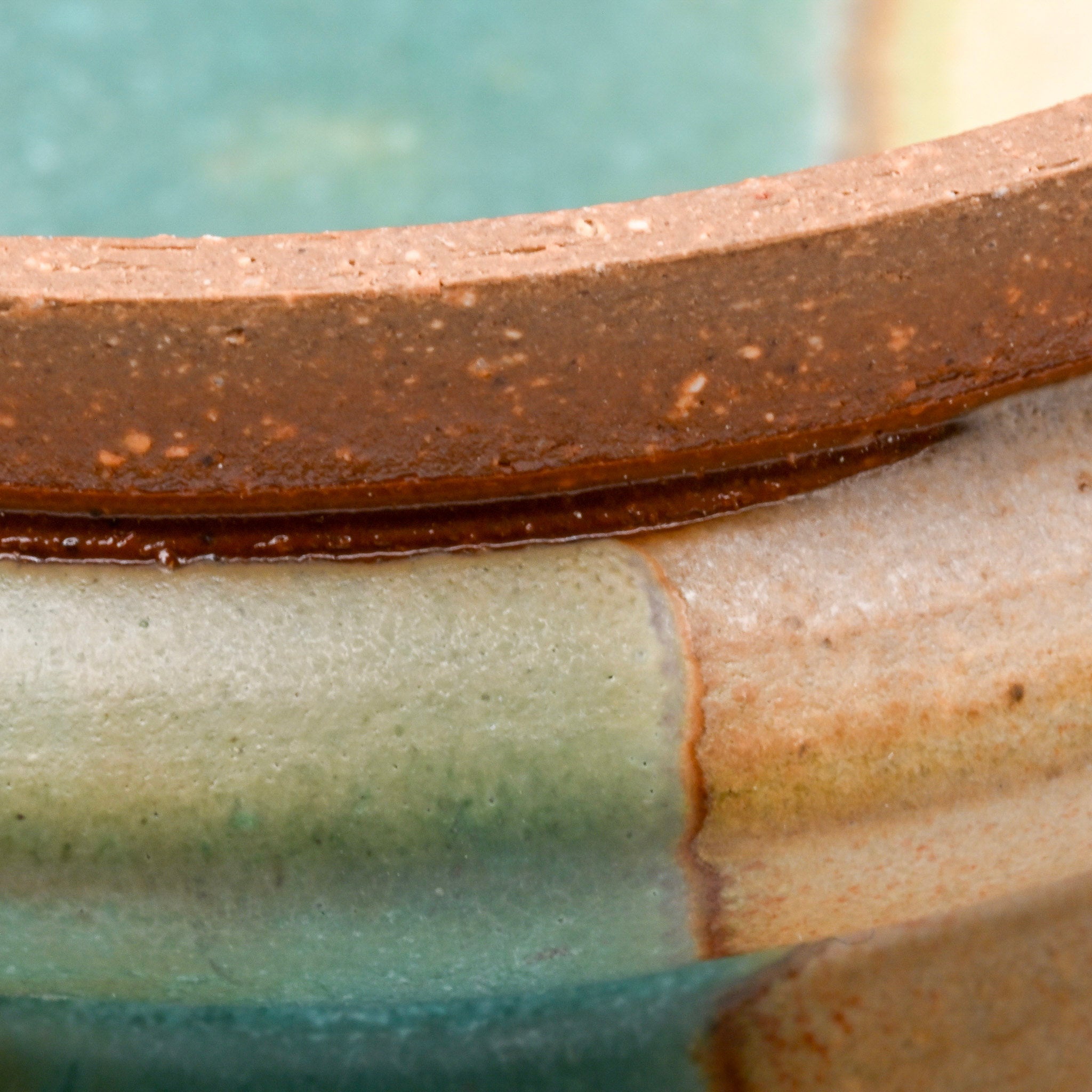 Trinket Jar - white and teal - close up