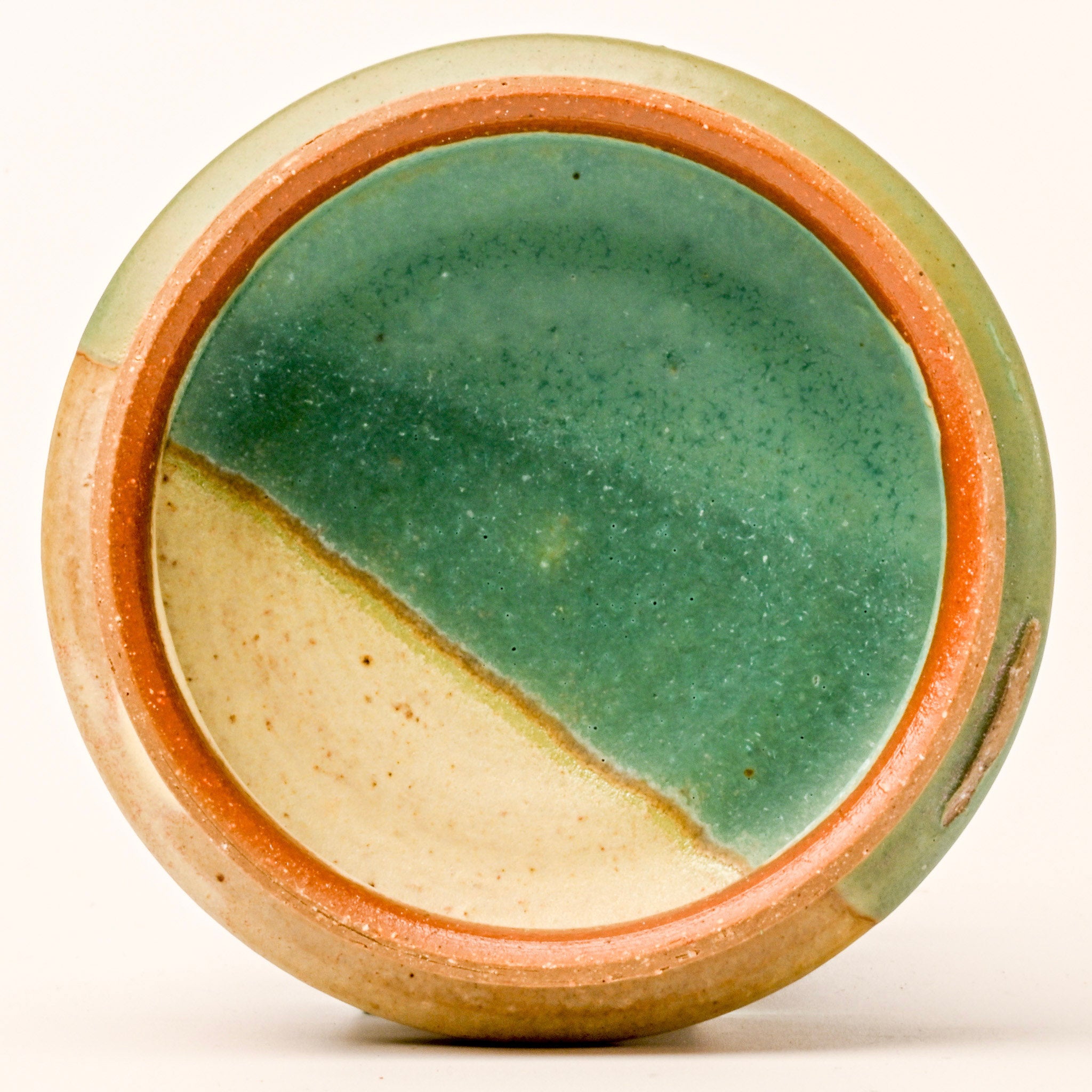 Trinket Jar Lid - white and teal - sat up