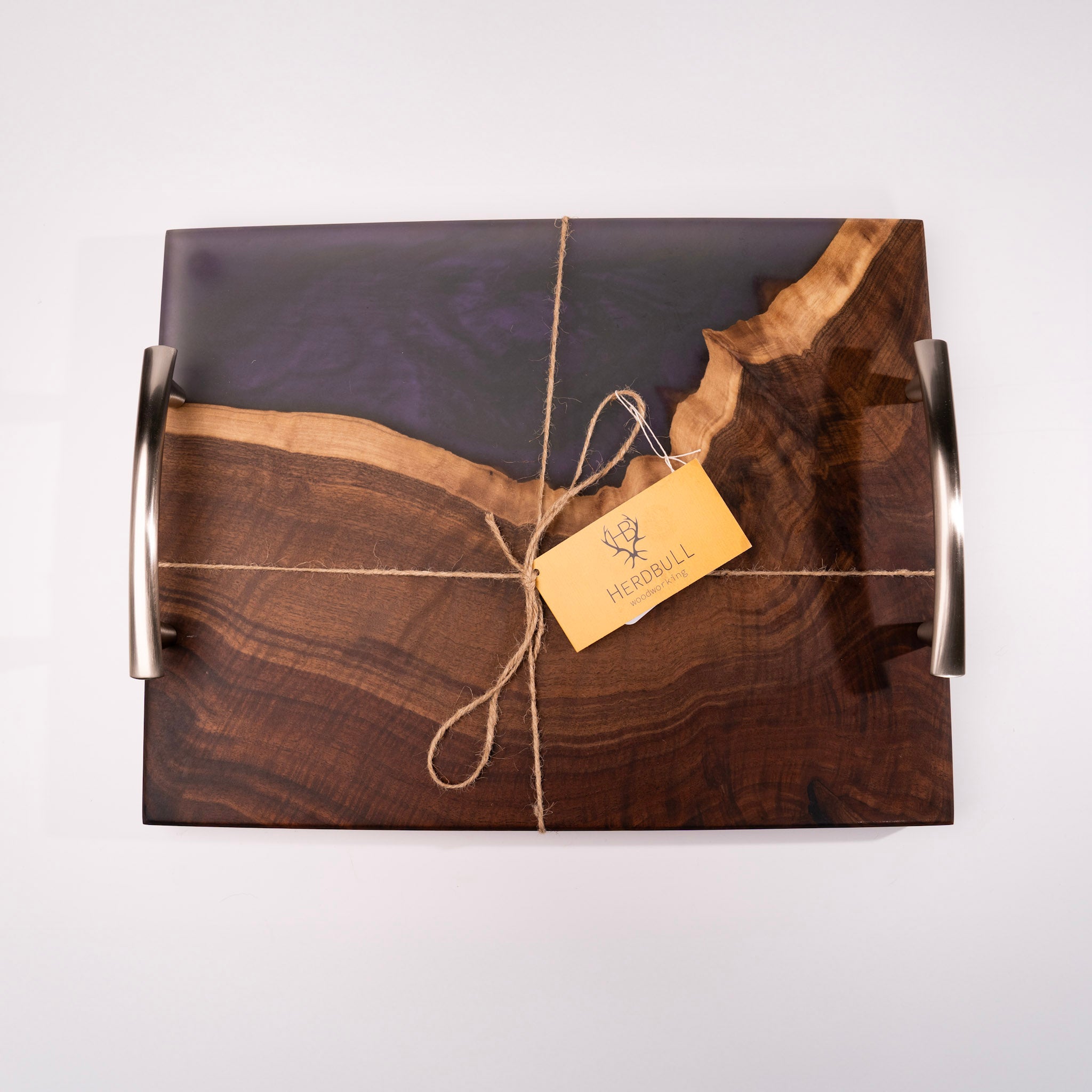 Premium Hardwoods & Burl with Mica Epoxy Tray by Herdbull Woodworking