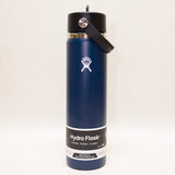 Blue Hydro Flask with black lid on a white background