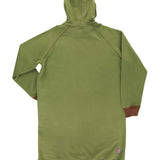 Green hoodie with brown accents on a white background