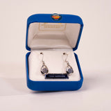 Yogo Sapphire Flower in Pear Earrings by Mac's Gems