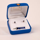Yogo Sapphire Round 14K White Gold Earrings