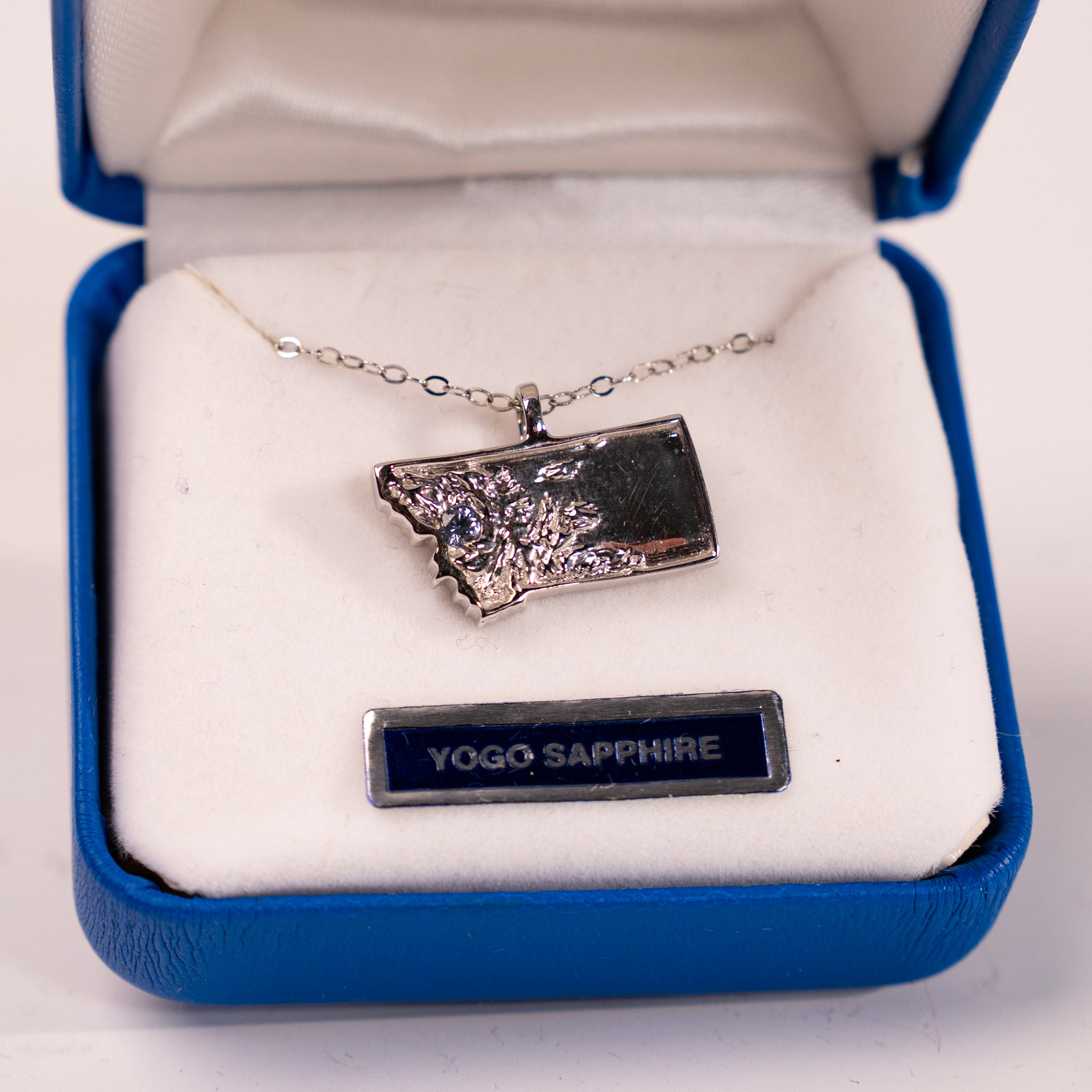Yogo Sapphire State Pendant by Mac's Gems