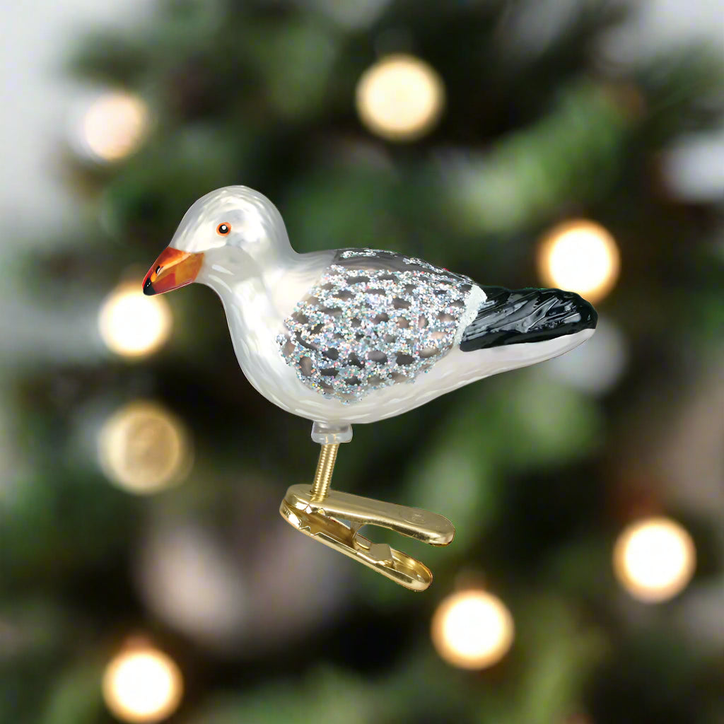 Sea Gull Glass Christmas Ornament