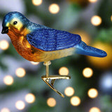 Western Blue Bird Glass Christmas Ornament