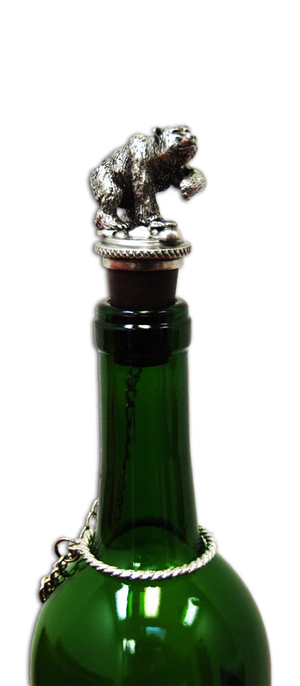 Bear Wine Stopper by Heritage Metalworks