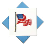 American Flag Greeting Card by Quilling Card with Blue Envelope Behind