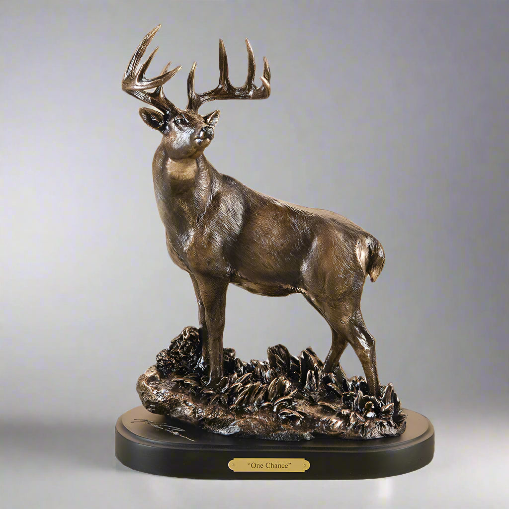 One Chance Whitetail Sculpture by Marc Pierce