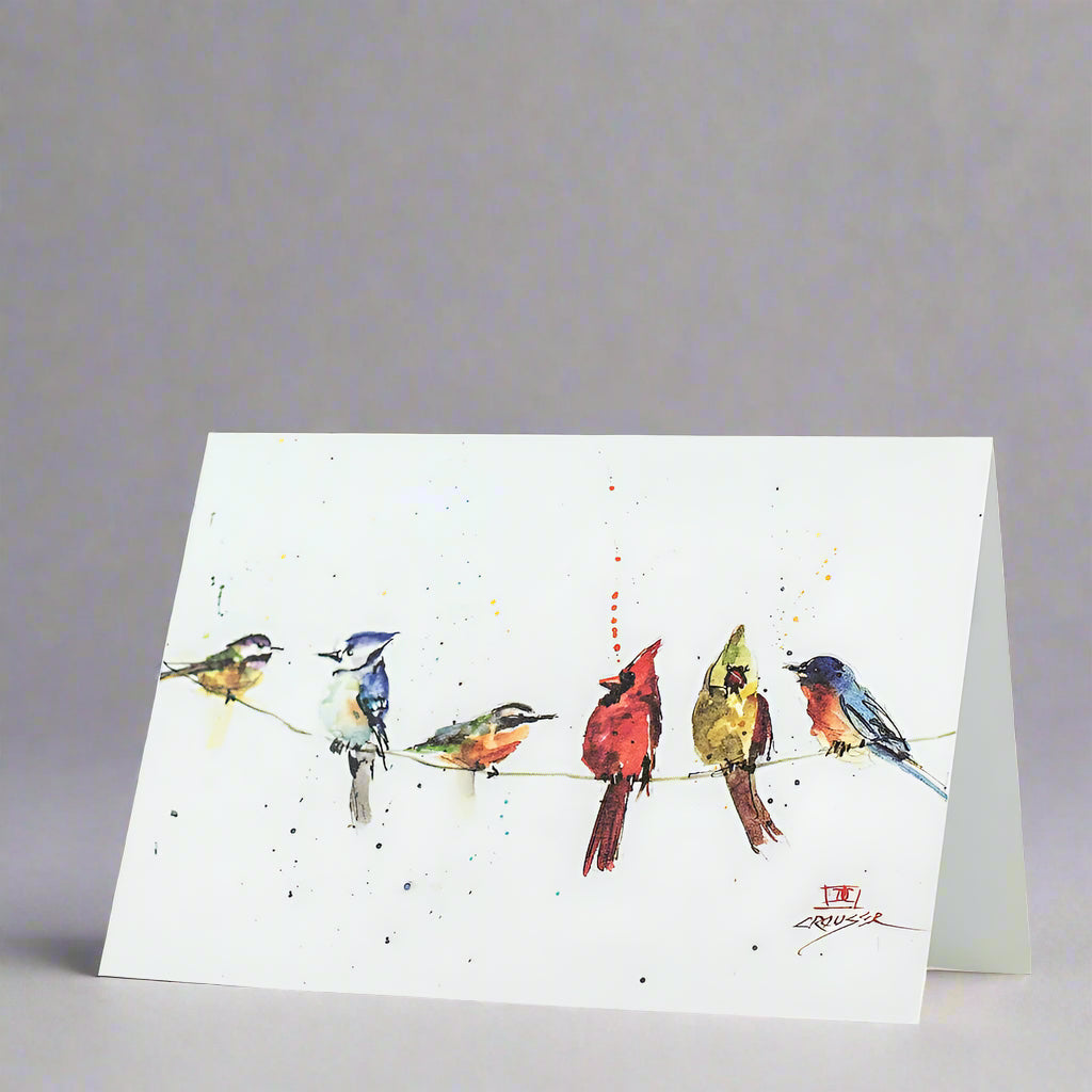 Dean Courser Birds on a Wire Watercolor Greeting Card