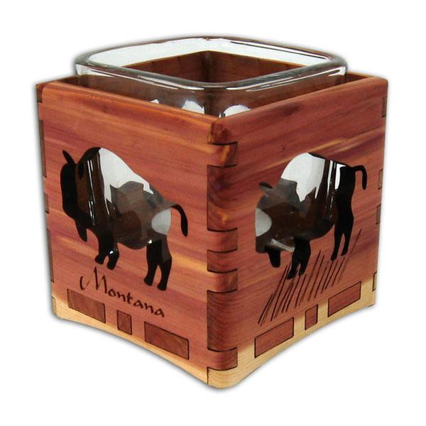 Montana Bison Cedar Candleholder by Wood You Tell Me
