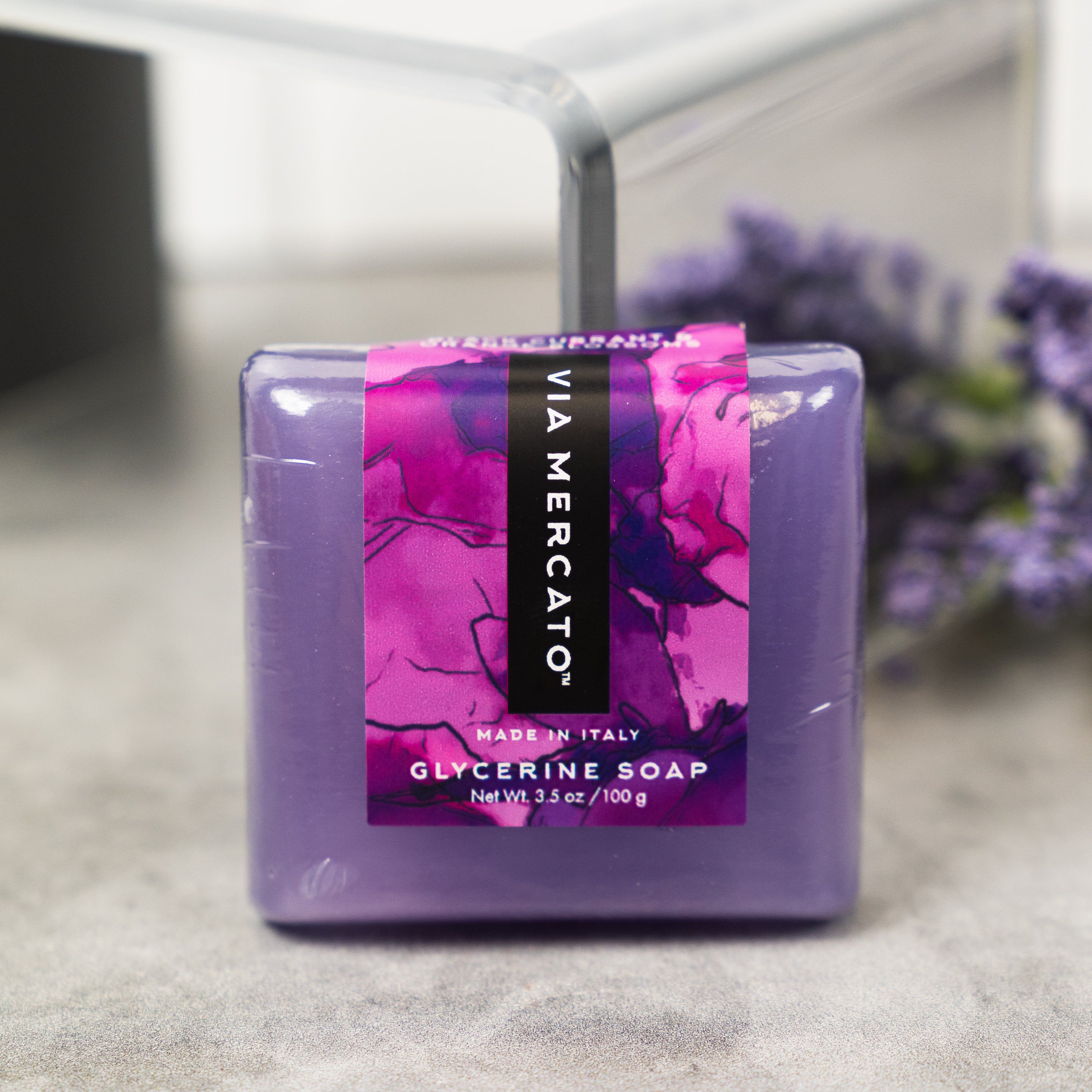 Black Currant and Orange Blossoms Bella Glycerin Soap - staged