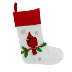 Cardinal Fabric Christmas Stocking - three berries