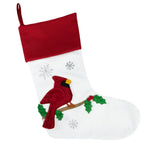 Cardinal Fabric Christmas Stocking - two berries