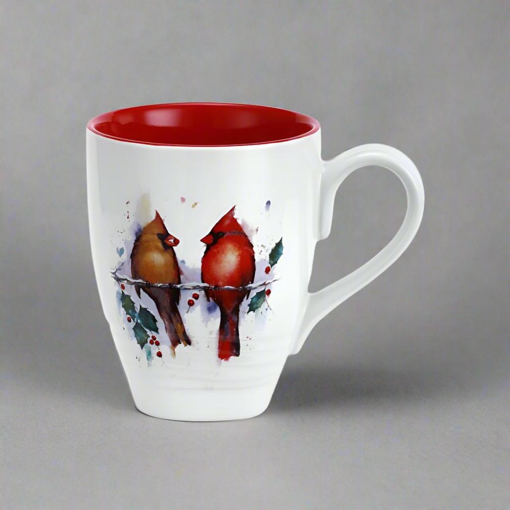 Dean Crouser Two Cardinals and Holly Holiday Mug