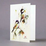 Dean Crouser Dropping in Chickadees Bird Watercolor Greeting Card