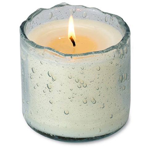 The Evergreen Clear Artisan Tumbler Candle by Himalayan Trading Post is a great candle if you are looking for one that doesn't clash with the room decor.