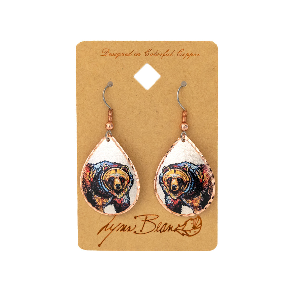 Grizzly Bear Teardrop Earrings by Lynn Bean