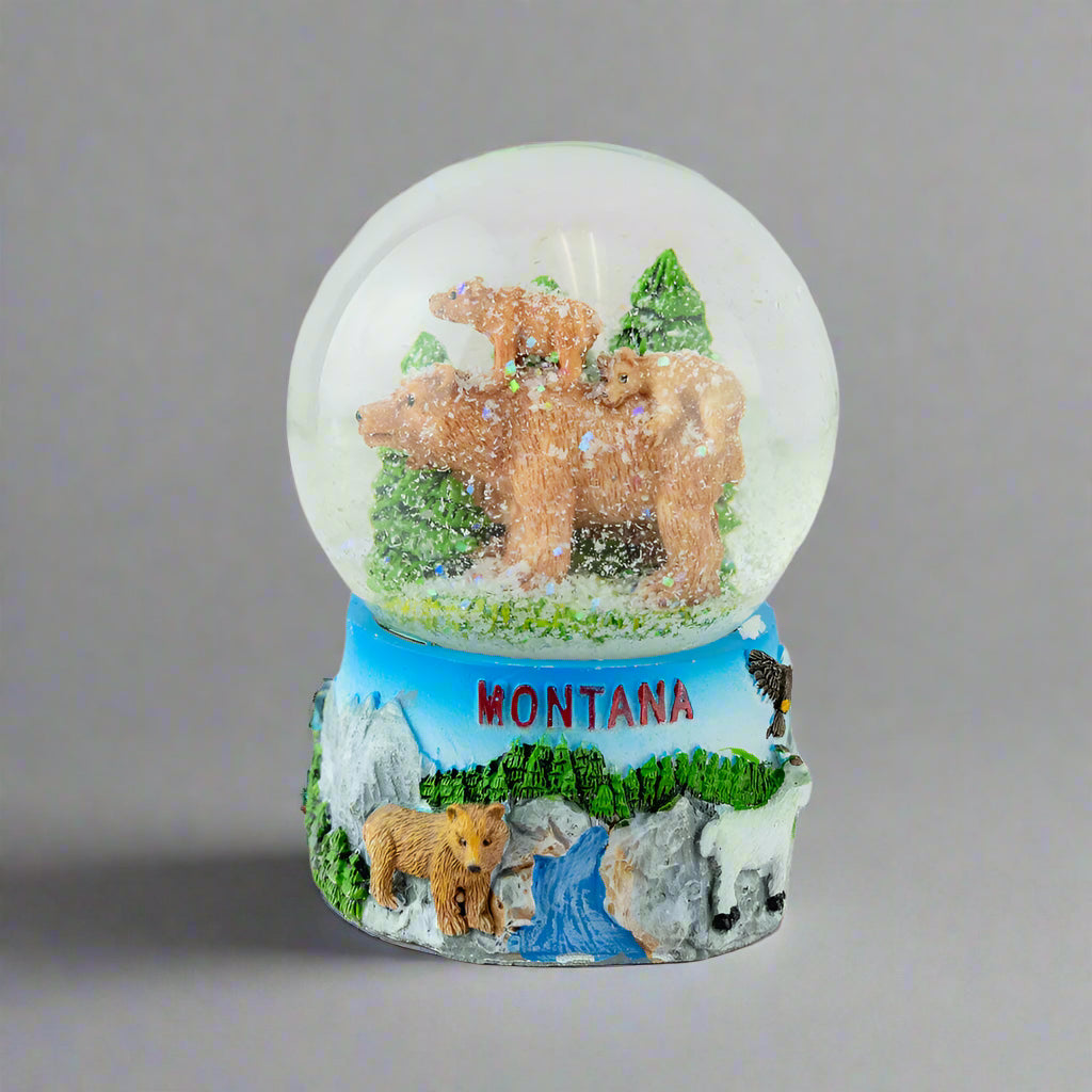 Montana Bear with Cubs Snow Globe