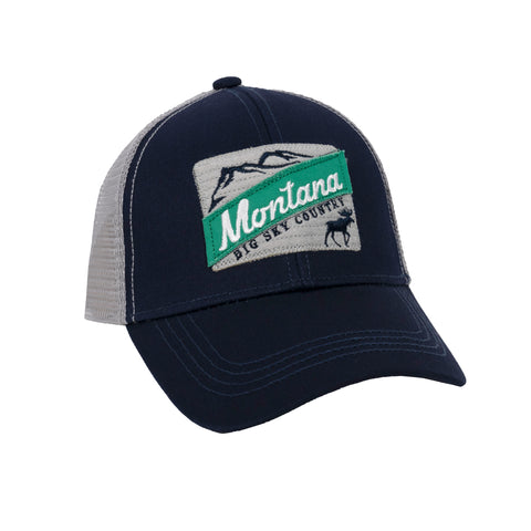 With the Montana Blue and Gray Moose and Mountains Trucker Hat by The Hamilton Group you can go run errands, take a hike, or go fishing in style!