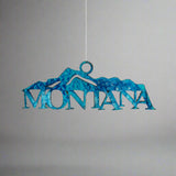 Montana Mountains Stainless Steel Hammered Ornament - Blue