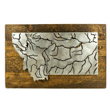 Polished Montana Rivers on Dark Brown Wood Wall Art by Iron Bark Designs