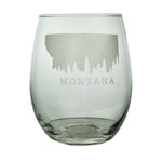 The Etched Stemless Wine Glass by Lester Lou Designs feature various Montana inspired designs that make your wine glasses more personal to you!