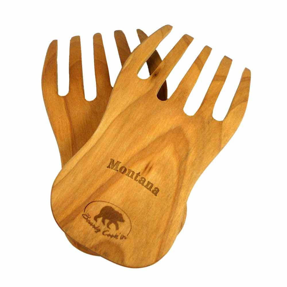 Montana Wood Bear Paw Salad & Pasta Servers